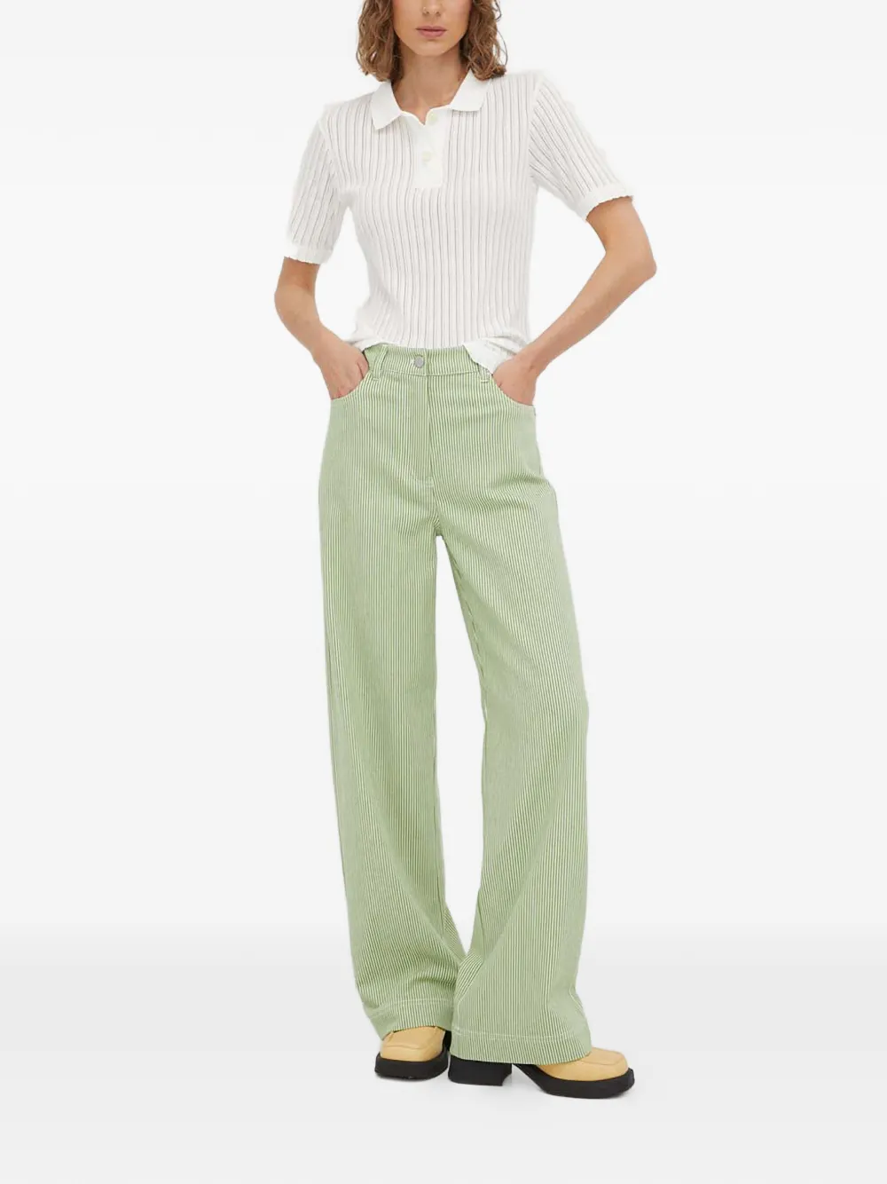  Remain Striped-pattern Trousers - Green 