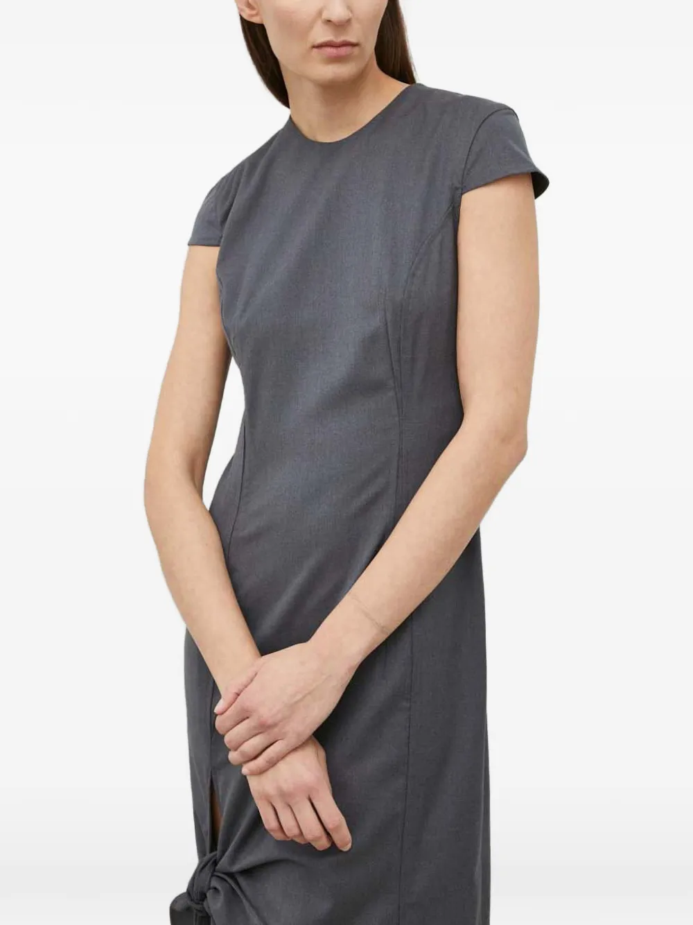 REMAIN Midi-jurk met geknoopt detail Grijs
