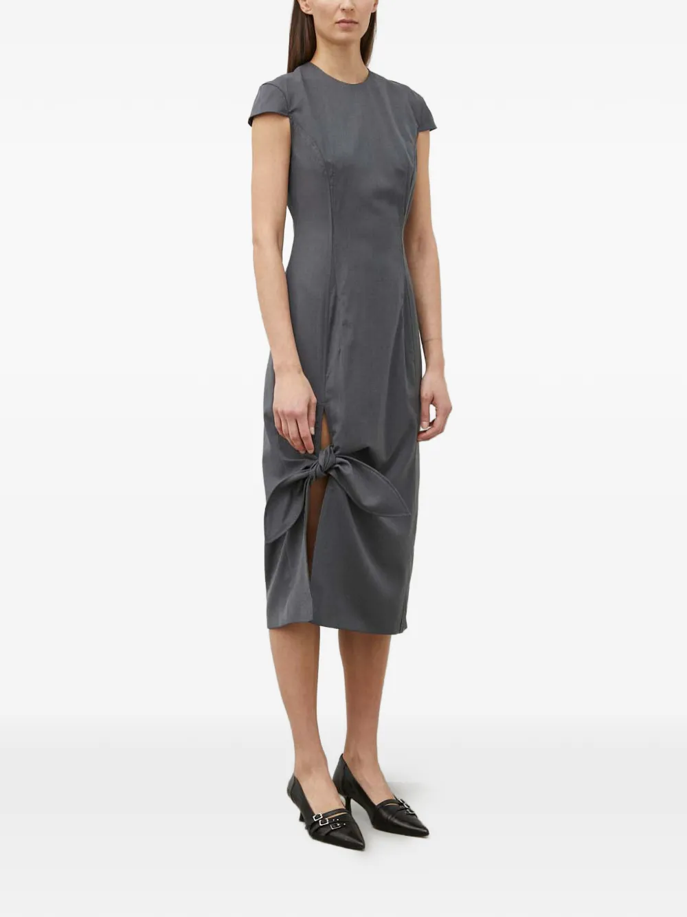REMAIN knot-detail midi dress - Grey