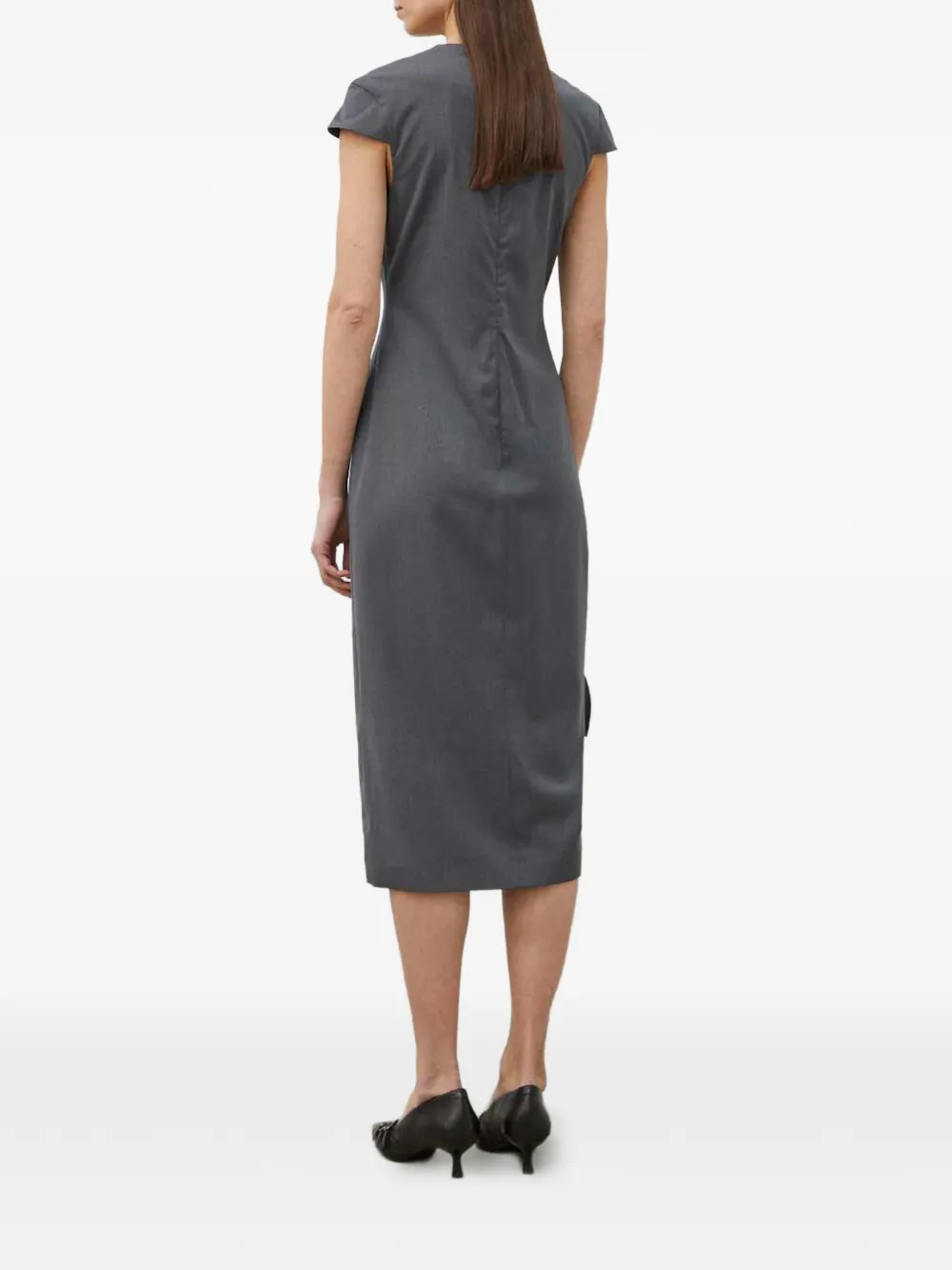 REMAIN knot-detail midi dress - Grijs