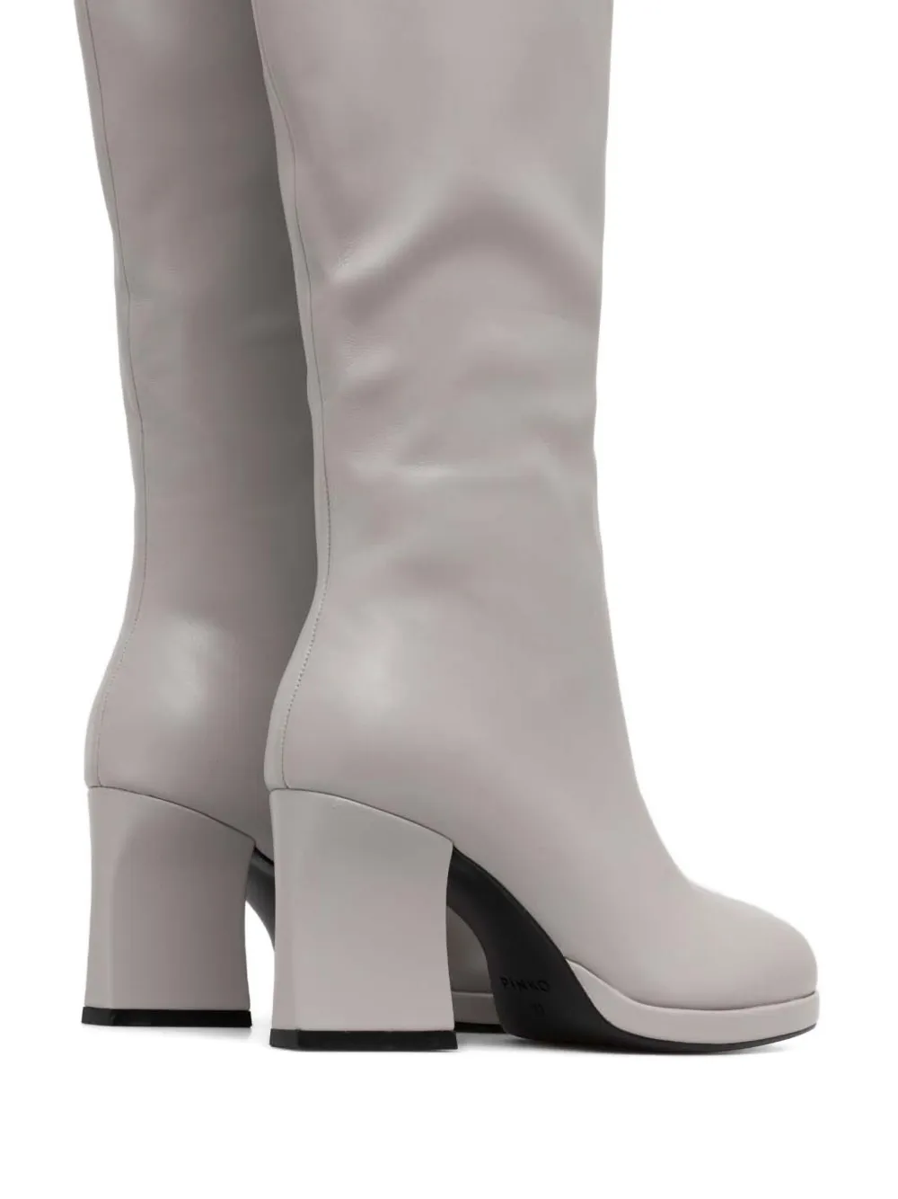 Pinko Square Heel Boots In Gray