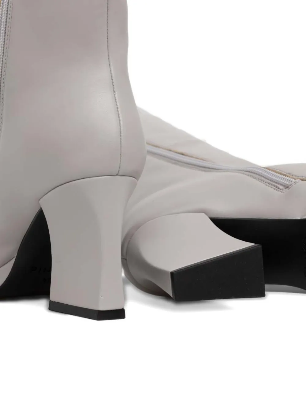 Pinko Square Heel Boots In Gray