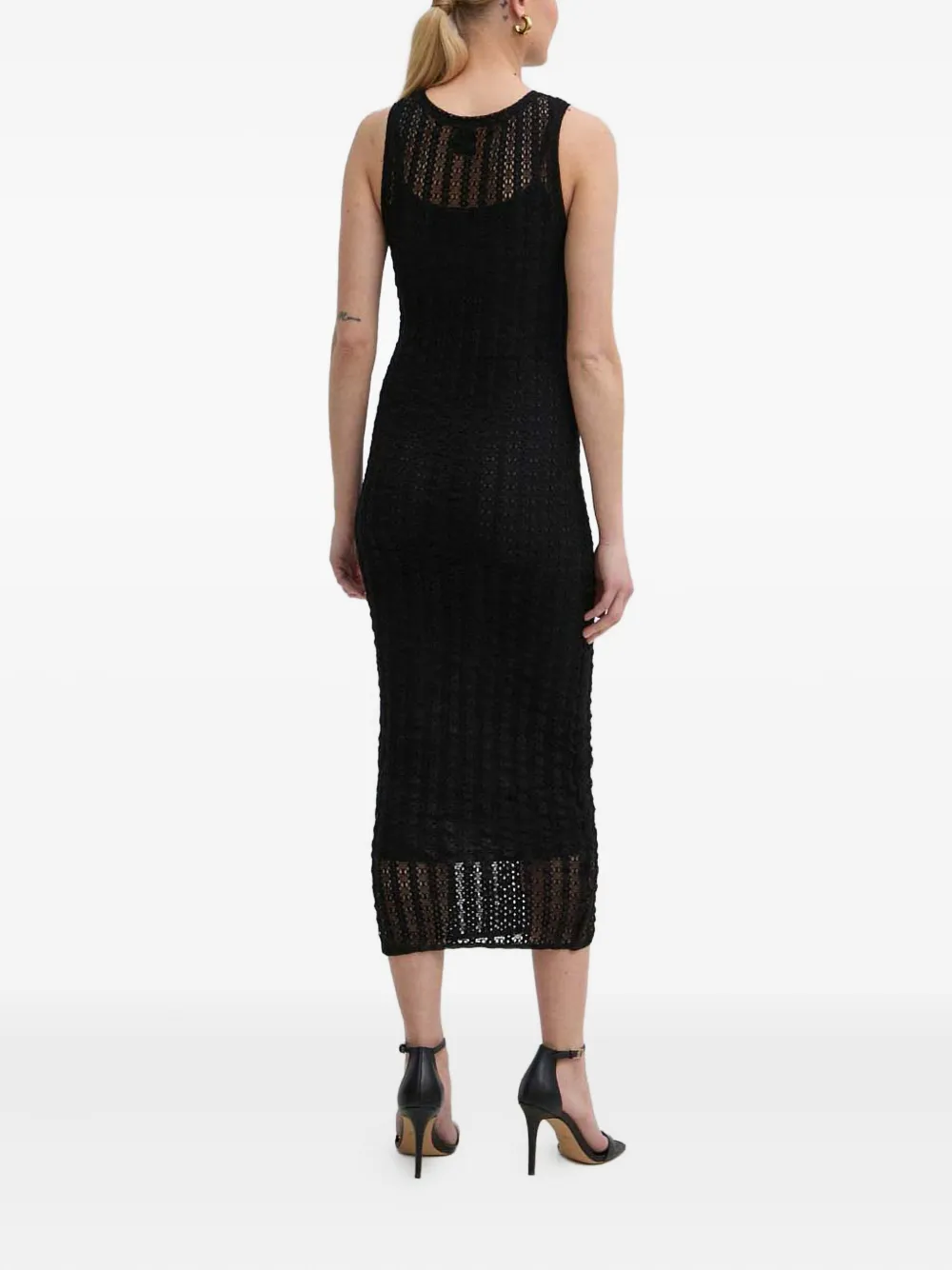  Pinko Openwork Midi Dress - Black 