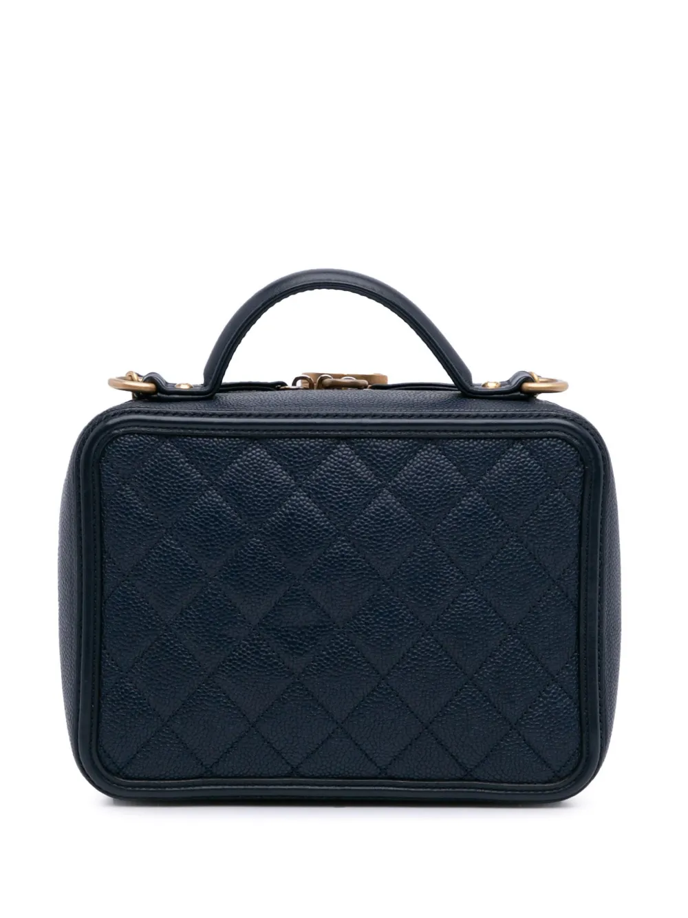 CHANEL Pre-Owned 2017-2018 Small Caviar Filigree Vanity Case satchel - Blauw