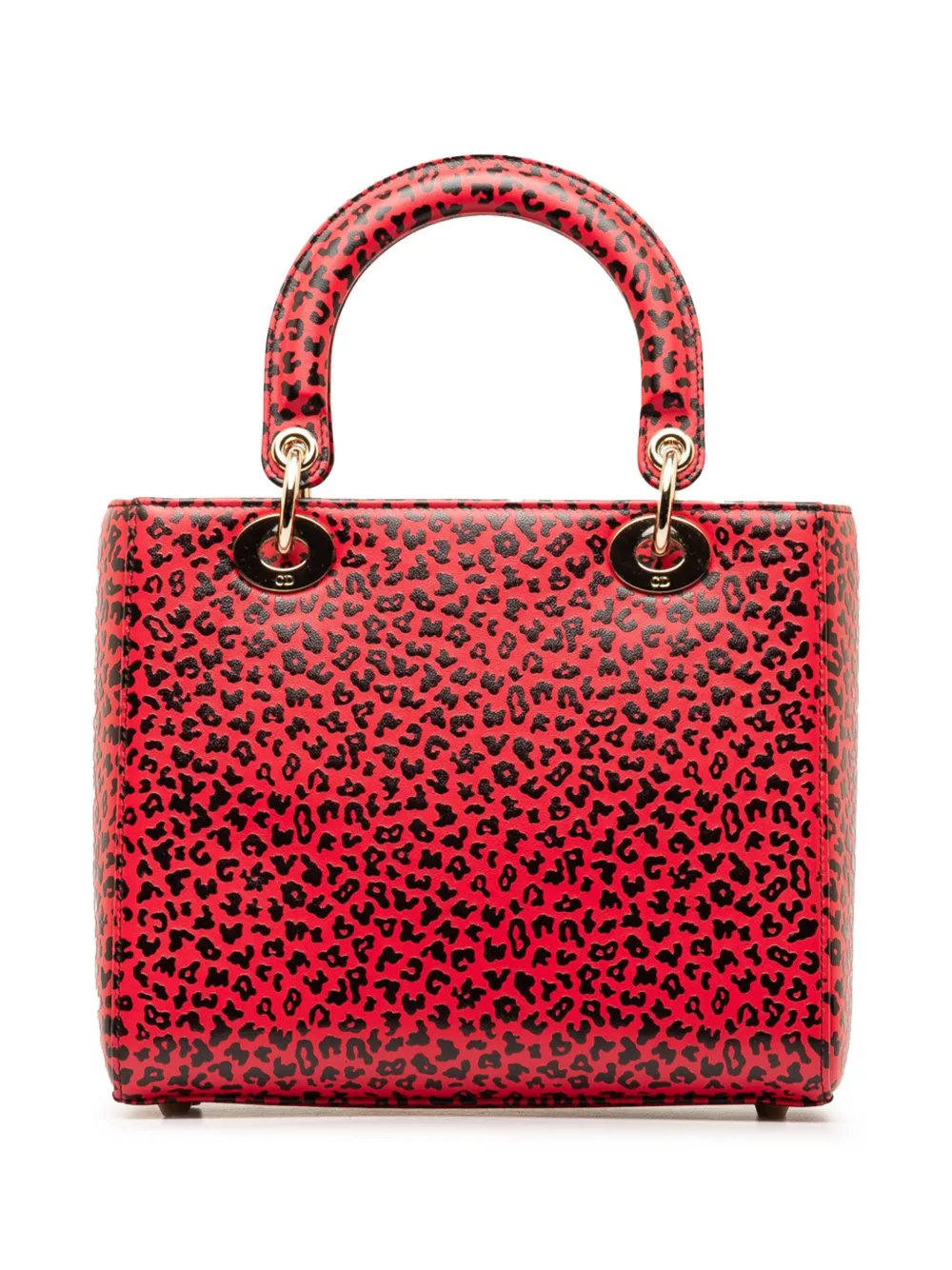 Christian Dior Pre-Owned 2021 Medium Leather Leopard Print Lady Dior satchel - Rood