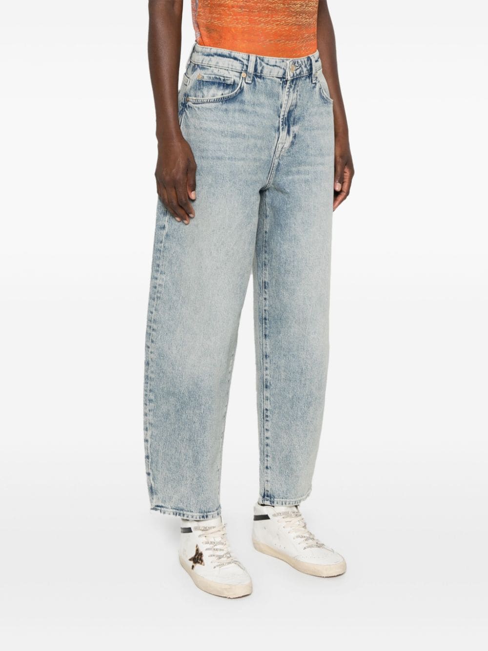 Shop 7 For All Mankind Jayne Tapered Jeans In Blue