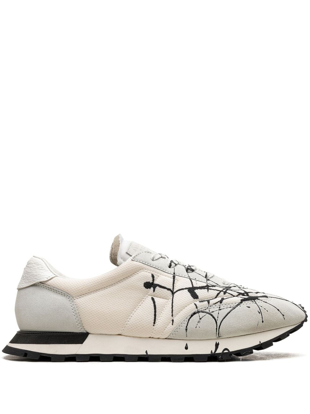 Maison Margiela Panelled Retro Runner "splatter" Sneakers In White