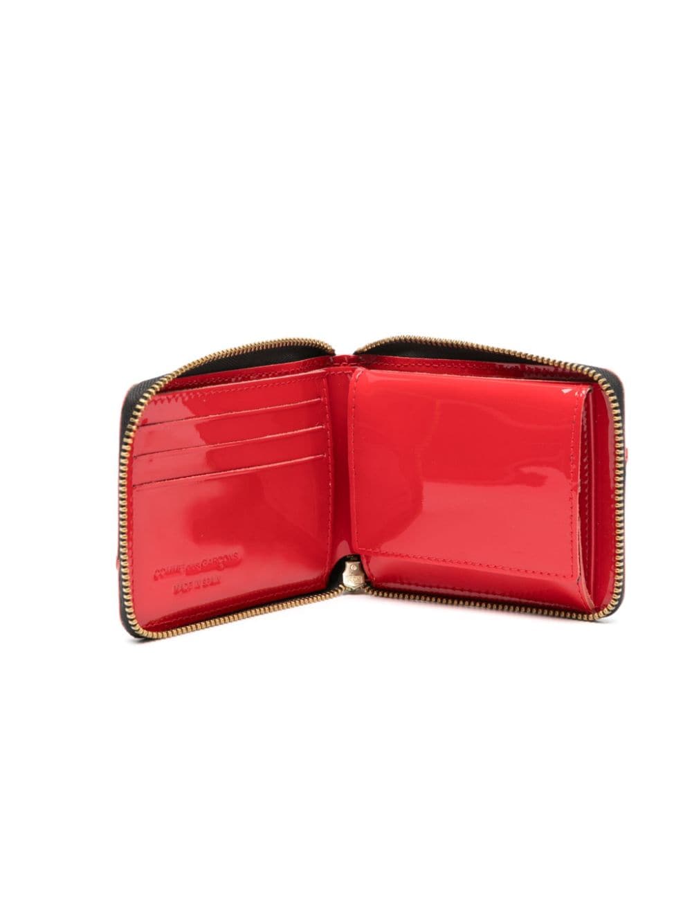 Shop Comme Des Garçons Exposed-seams Zip-up Wallet In Red