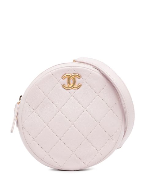 CHANEL 2020 Quilted Patent Round Clutch with Chain crossbody bag Women