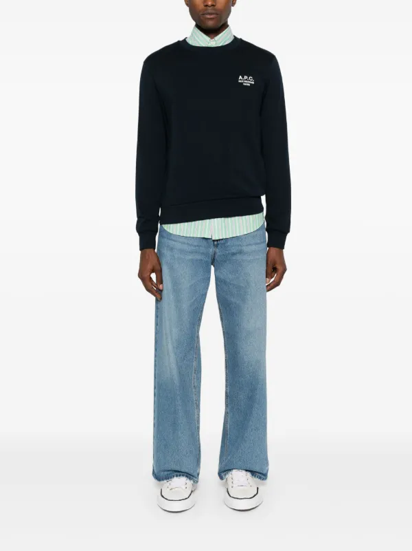 【送料関税込】A.P.C. College Logo Crew Sweatshirt A.P.C. logo-print Sweatshirt | Grey | FARFETCH