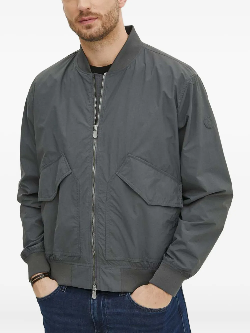 Save The Duck Zip Bomber Jacket In Gray