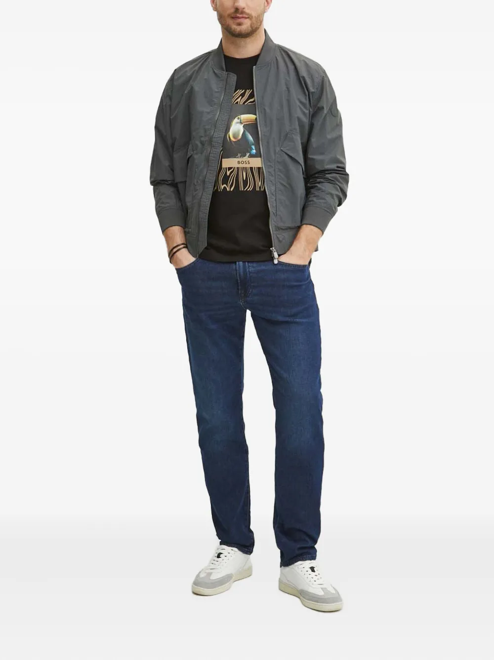 Save The Duck Zip Bomber Jacket In Gray