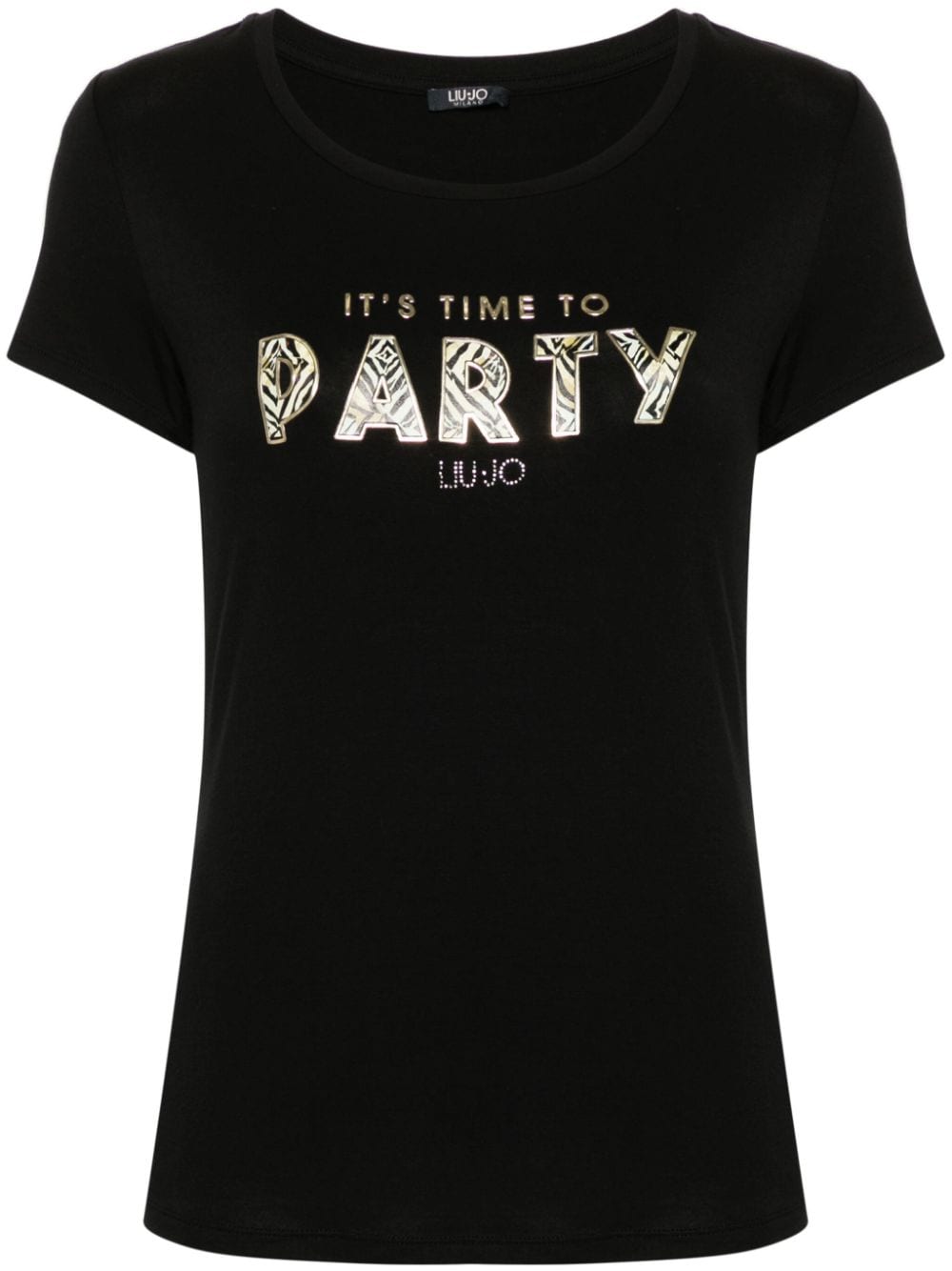 Liu •jo Logo-rubberised Jersey T-shirt In Black