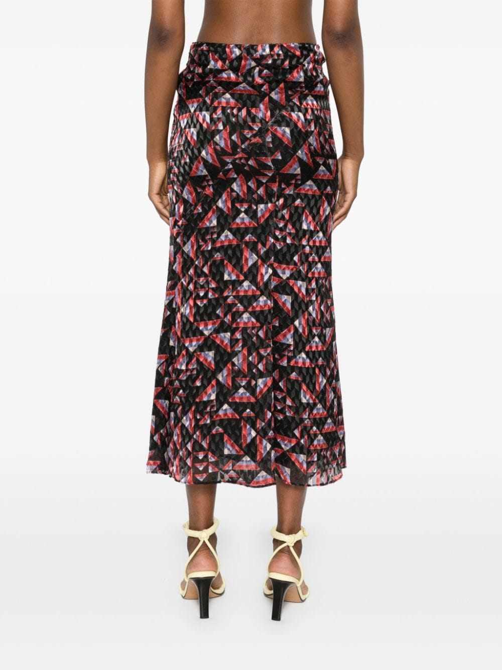 Shop Isabel Marant Katae Geometric-print Midi Skirt In 黑色