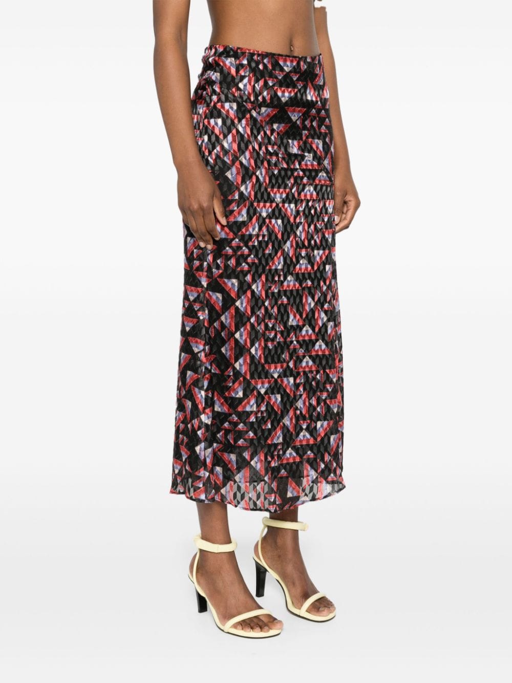 Shop Isabel Marant Katae Geometric-print Midi Skirt In 黑色