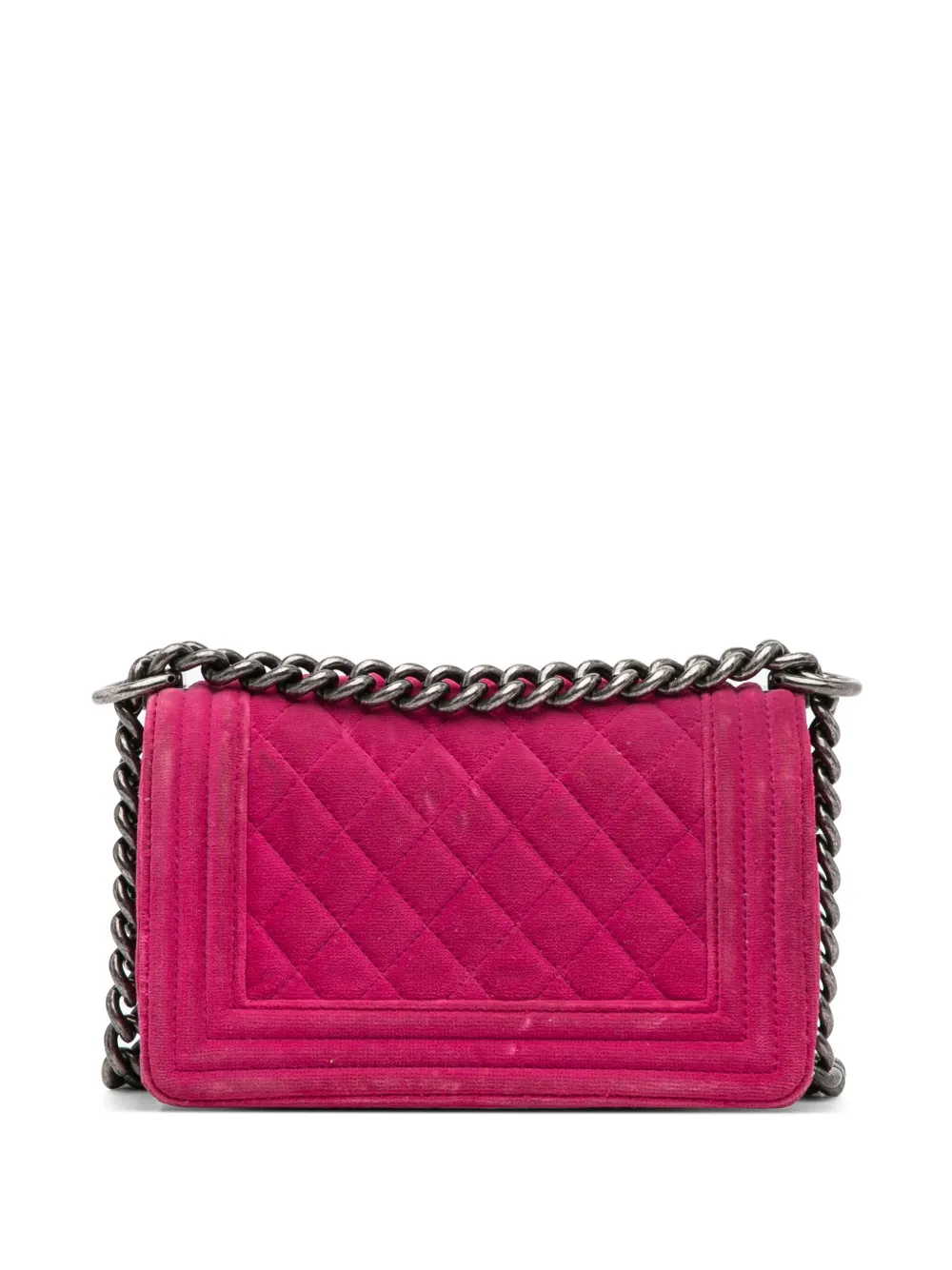 CHANEL Pre-Owned 2013-2014 Small Boy Velvet Flap crossbody bag - Roze