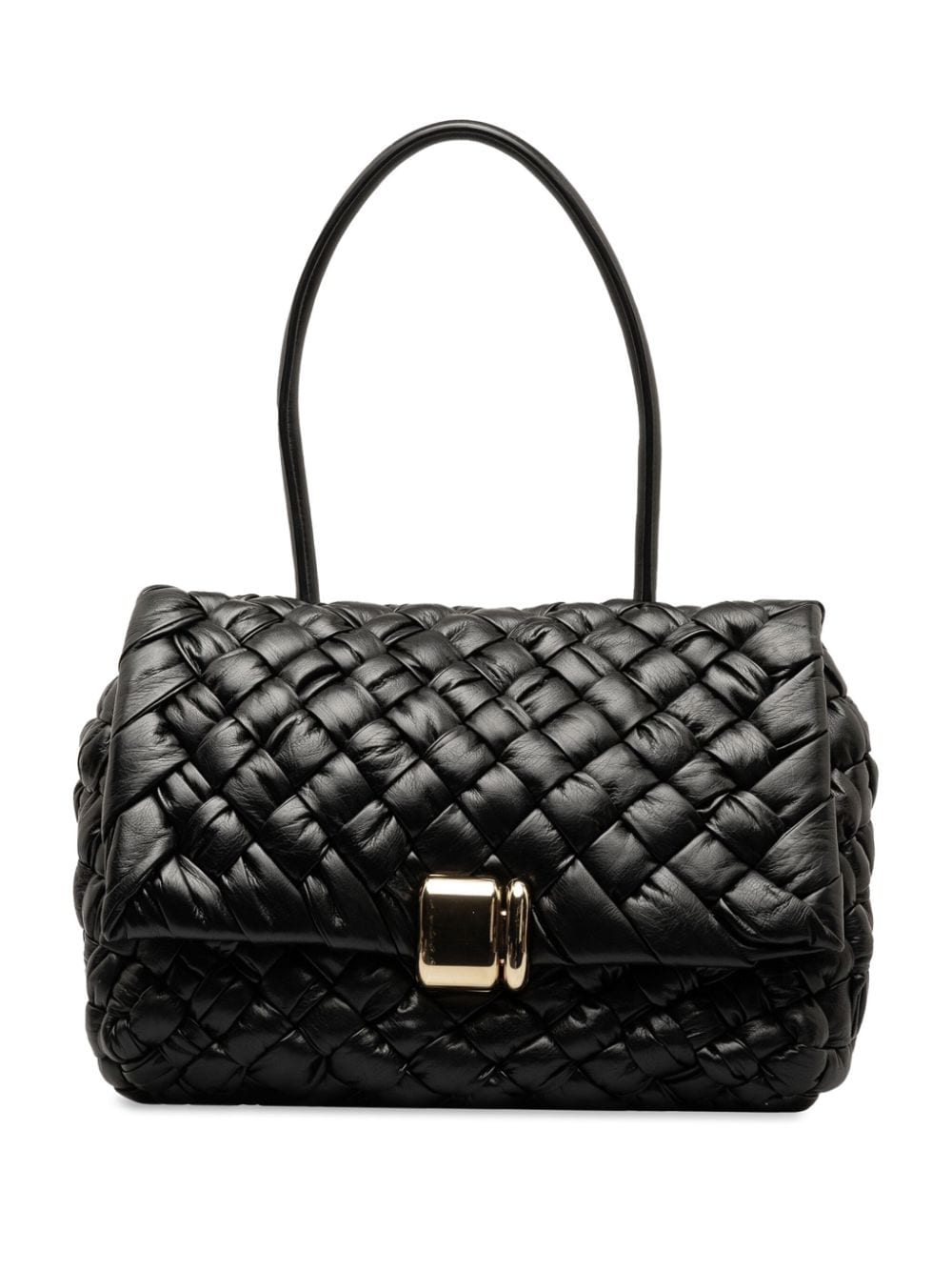 Pre-owned Bottega Veneta 2012-2023 Medium Intrecciato Foulard Rumple Shoulder Bag In Black
