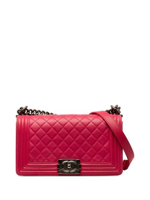 HOT SALE CHANEL 2014 Medium Lambskin Boy Flap crossbody bag Women