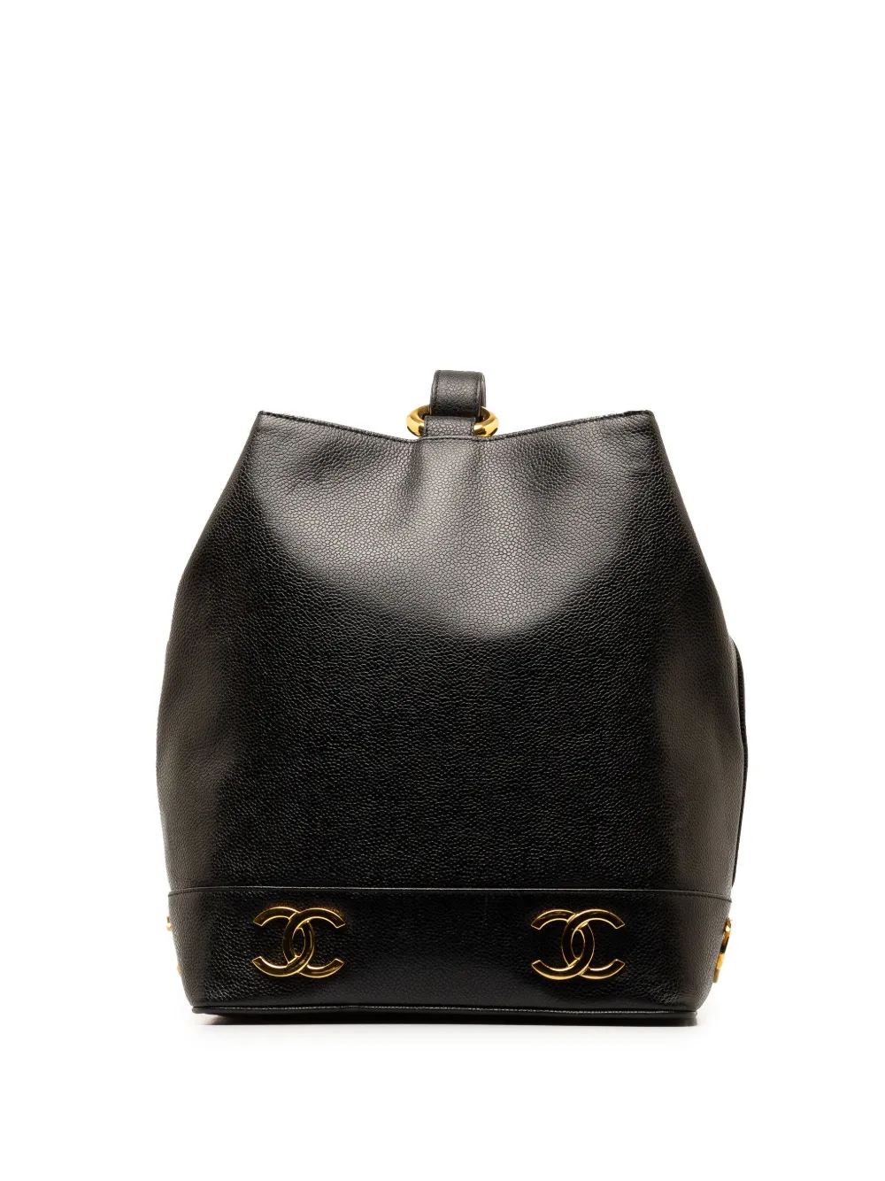 CHANEL Pre-Owned 1991-1994 Triple CC Caviar bucket bag - Zwart
