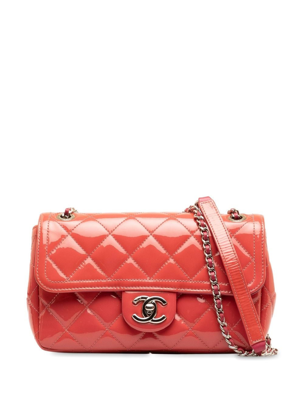Pre-owned Chanel 2014-2015 Small Patent Coco Shine Flap Shoulder Bag In Pink