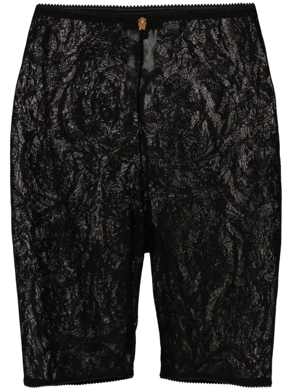 Versace Medusa Head Floral-lace Shorts In Black