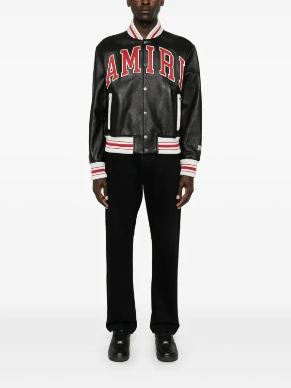 素晴らしい価格 AMIRI JP FARFETCH | ブラック | レザーボンバージャケット ロゴ ジャケット・アウター