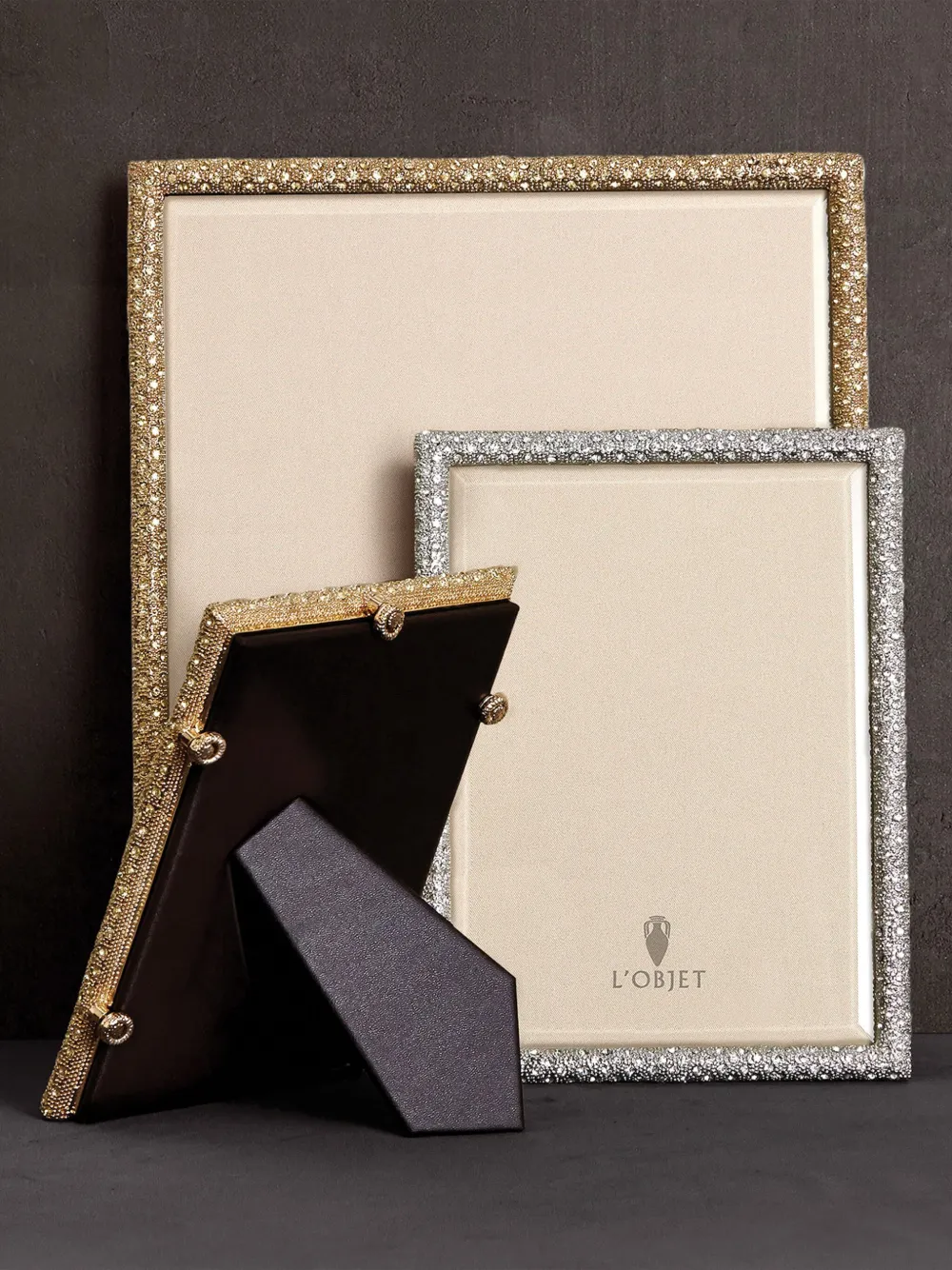 L'objet Rectangular Pave Photo Frame (20cm X 25cm) In Silver
