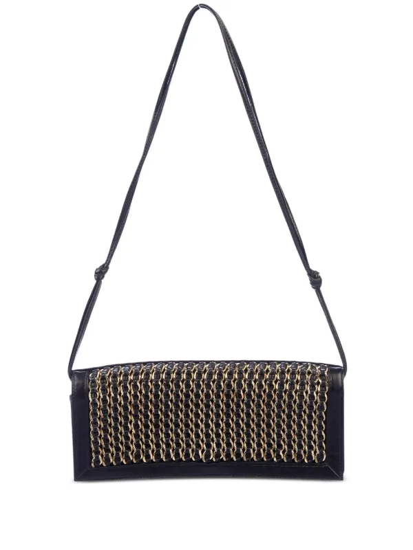 Chanel Pre-owned 2003-2004 Leather-and-chain Shoulder Bag in Black