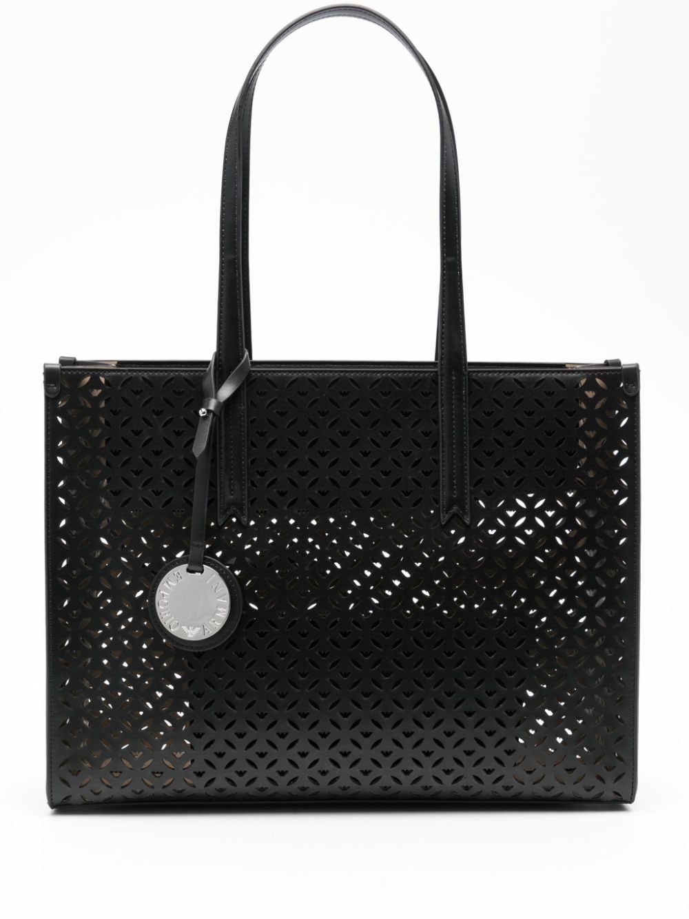 Emporio Armani Logo-laser Cut Tote Bag In Black