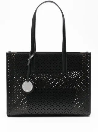 Emporio Armani logo laser Cut Tote Bag Black FARFETCH EG