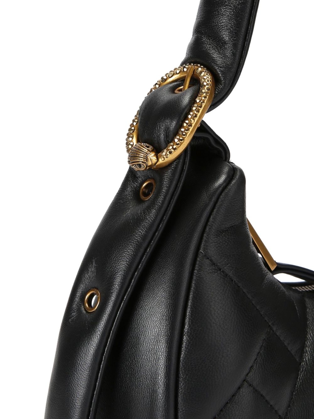 Shop Kurt Geiger Small Kensington Hobo Puff Leather Shoulder Bag In Black