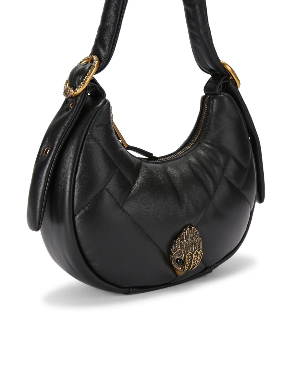 Shop Kurt Geiger Small Kensington Hobo Puff Leather Shoulder Bag In Black