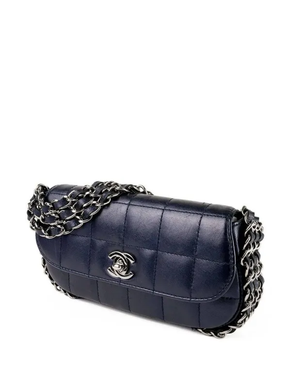 CHANEL Pre-Owned 2004 Choco Bar Shoulder Bag | Blue | FARFETCH
