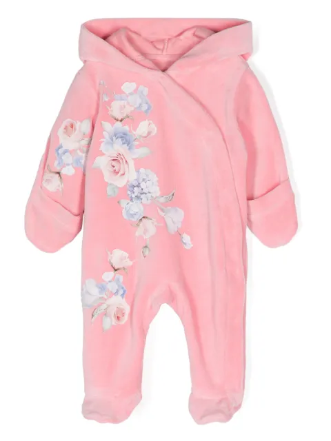 Lapin House floral-print hooded pyjamas