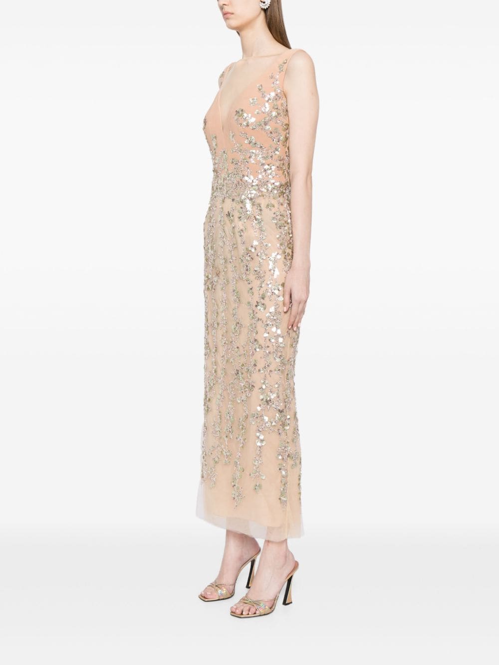 Shop Saiid Kobeisy Sequin-embellished Dress In Neutrals