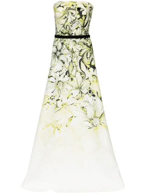 Saiid Kobeisy floral-print strapless gown