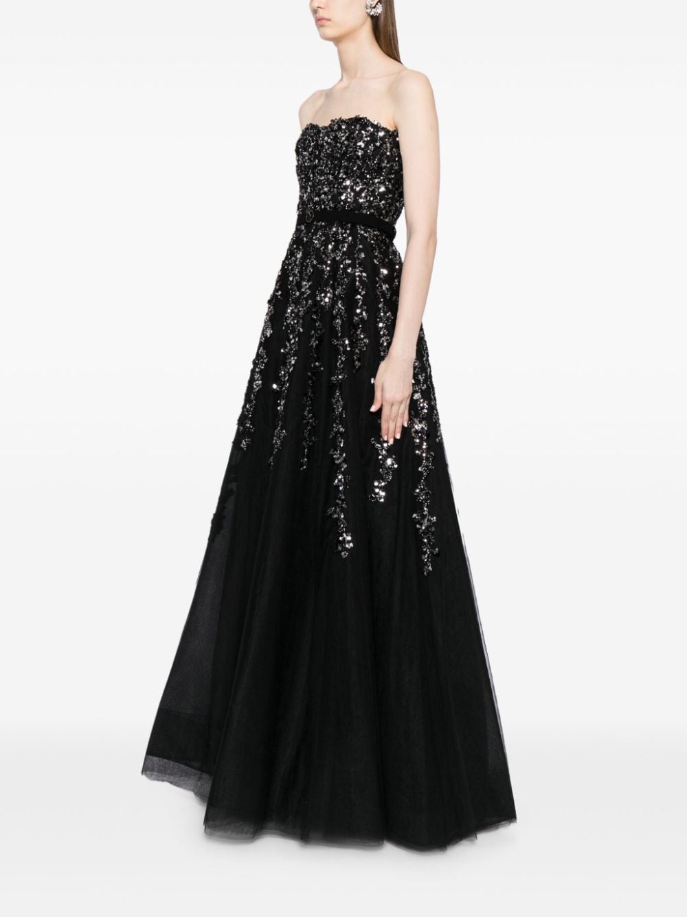 Shop Saiid Kobeisy Sequin-embellished Tulle Gown In 黑色