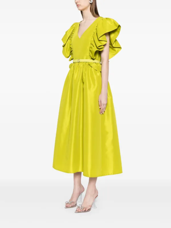 green taffeta midi dress Whistles Taffeta Silk Blend Maxi Dress Green Size 16