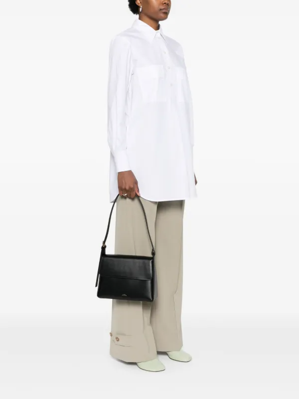 A.P.C. ブラック レザー ショルダーバッグΩ