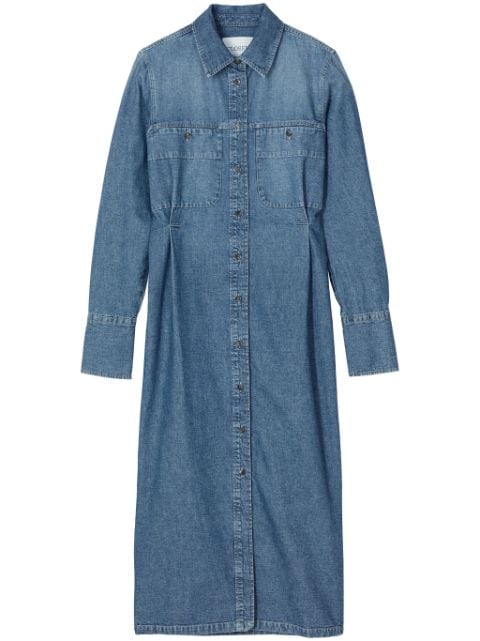 Closed button-up maxi denim shirtdress