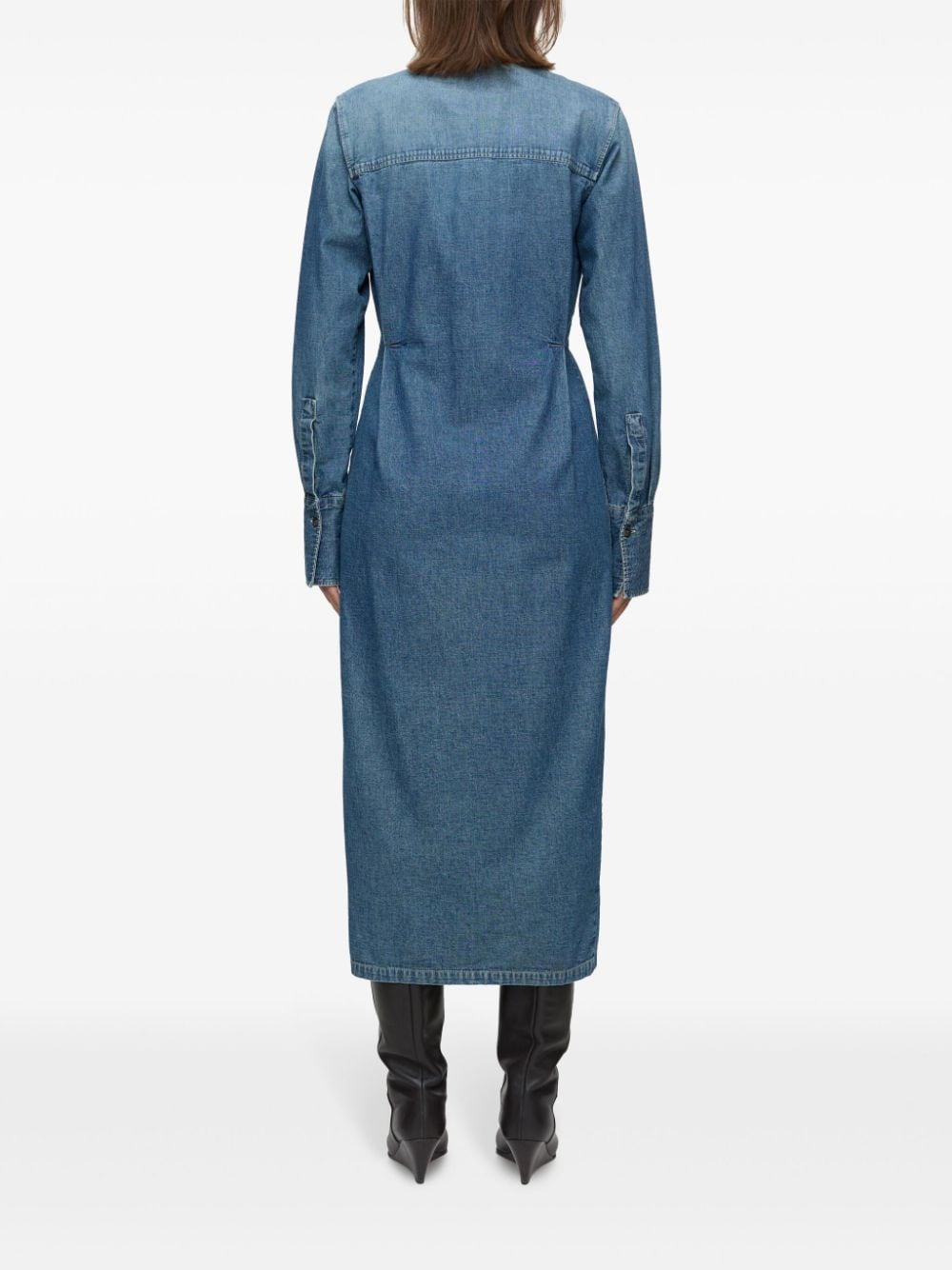 Shop Closed Button-up Maxi Denim Shirtdress In Blue