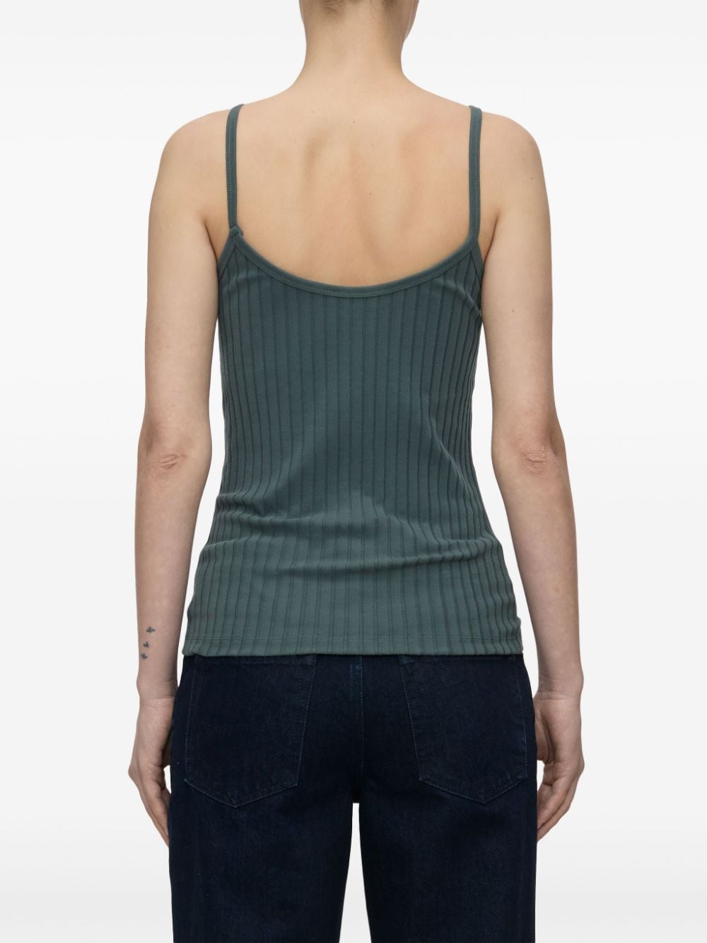 Shop Closed Ribbed Cotton Tank Top In Green