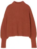 Closed funnel-neck knitted jumper - Orange