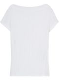 Closed boat-neck semi-sheer T-shirt - White