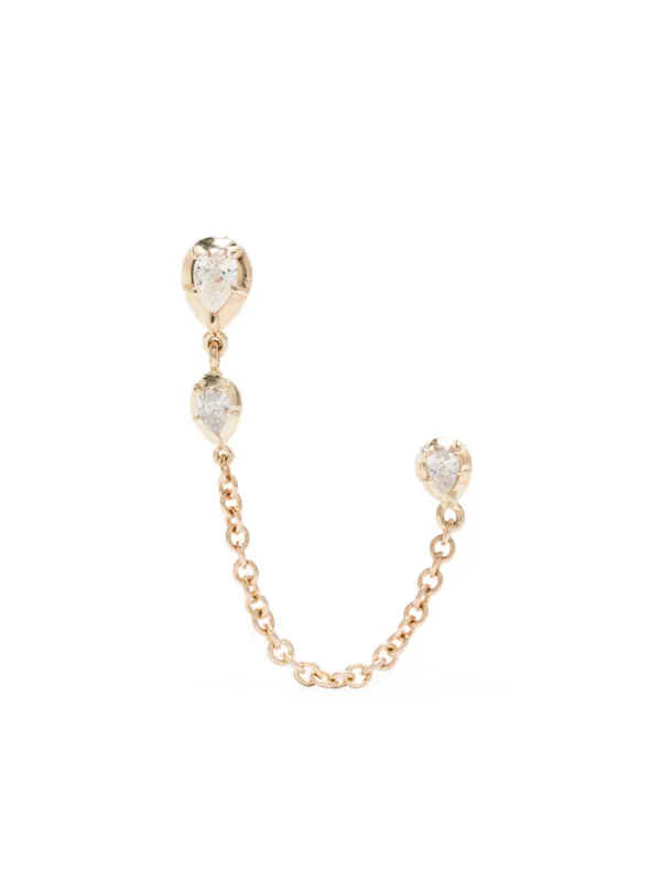 Jacquie Aiche 3 Graduated Teardrop Sophia Diamond Chain Double Stud in Gold