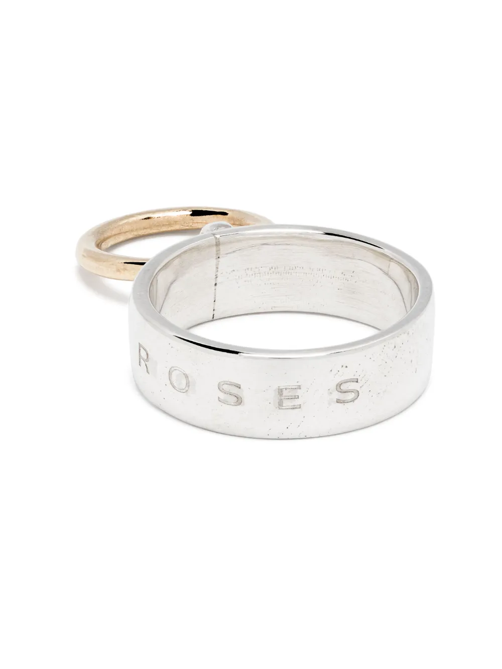 Roses Metals 14kt Yellow Gold And Sterling Silver Pierced Ring In Silver