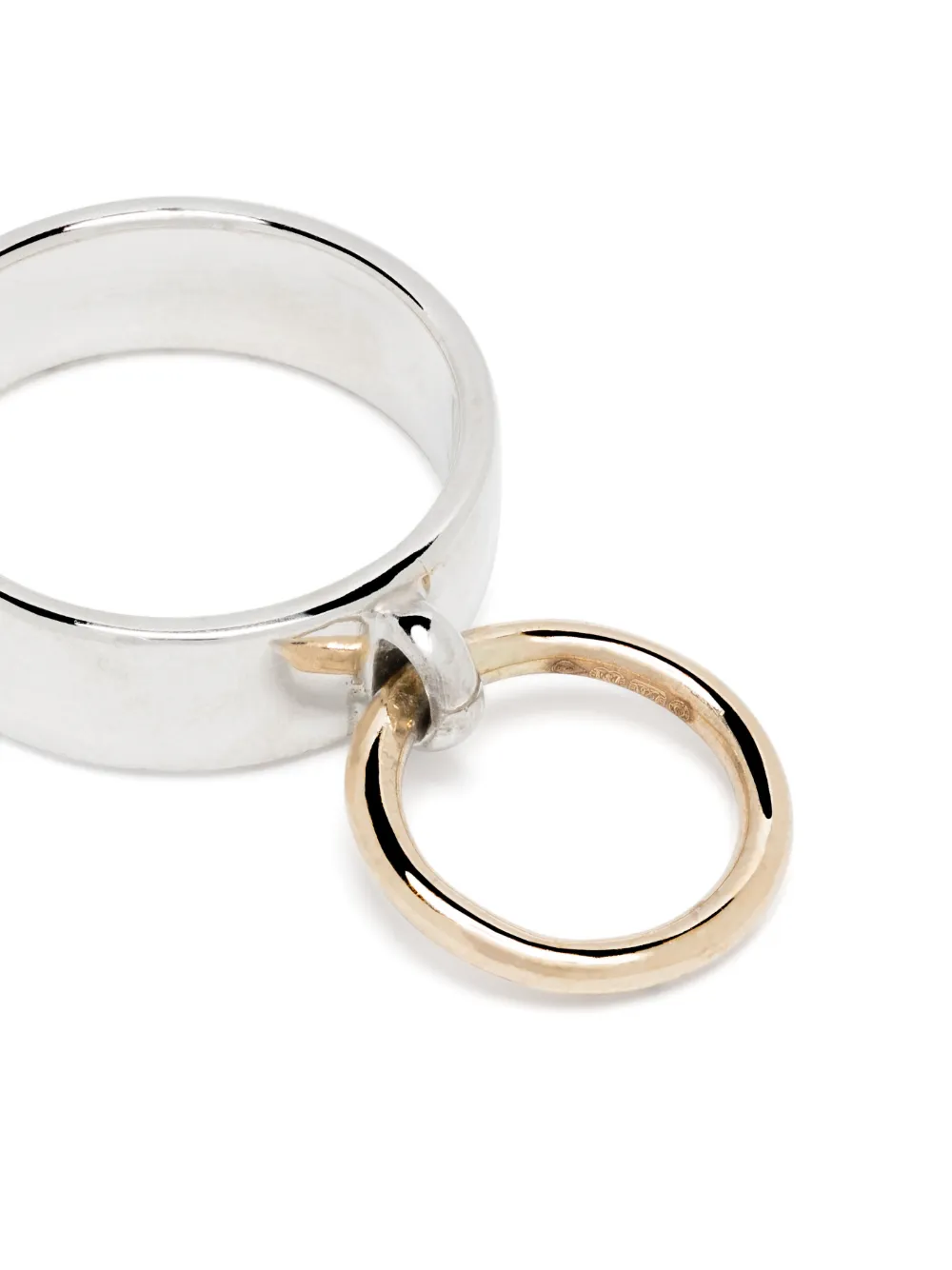 Roses Metals 14kt Yellow Gold And Sterling Silver Pierced Ring In Silver