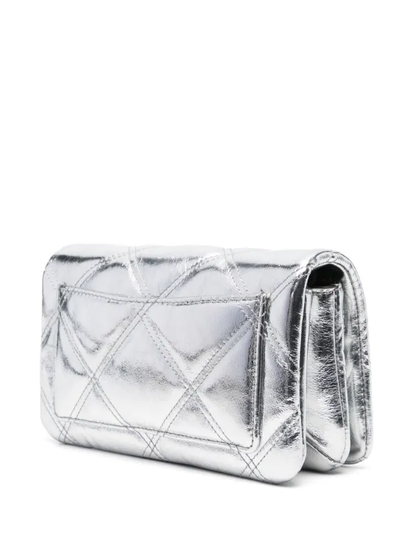 Tory Burch Kira Metallic diamond-quilted wallet-on-chain