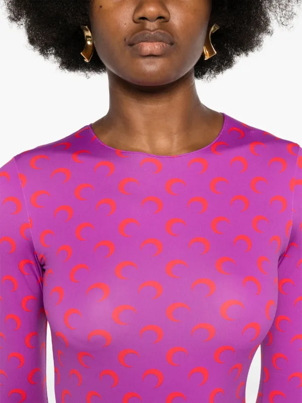Marine Serre Moonogram-pattern Jumpsuit | Purple | FARFETCH