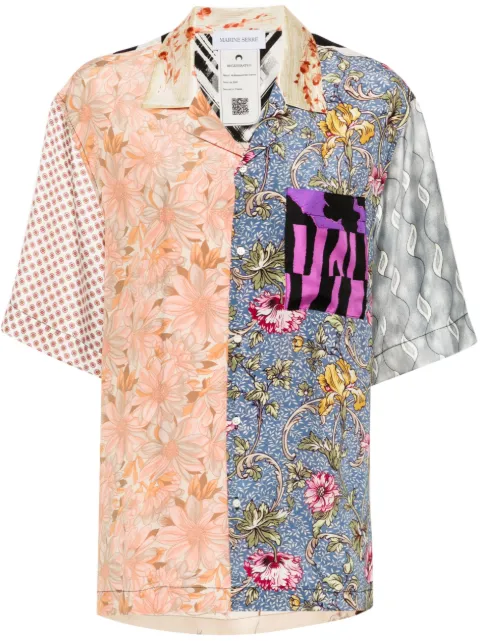 Marine Serre mix-print silk shirt